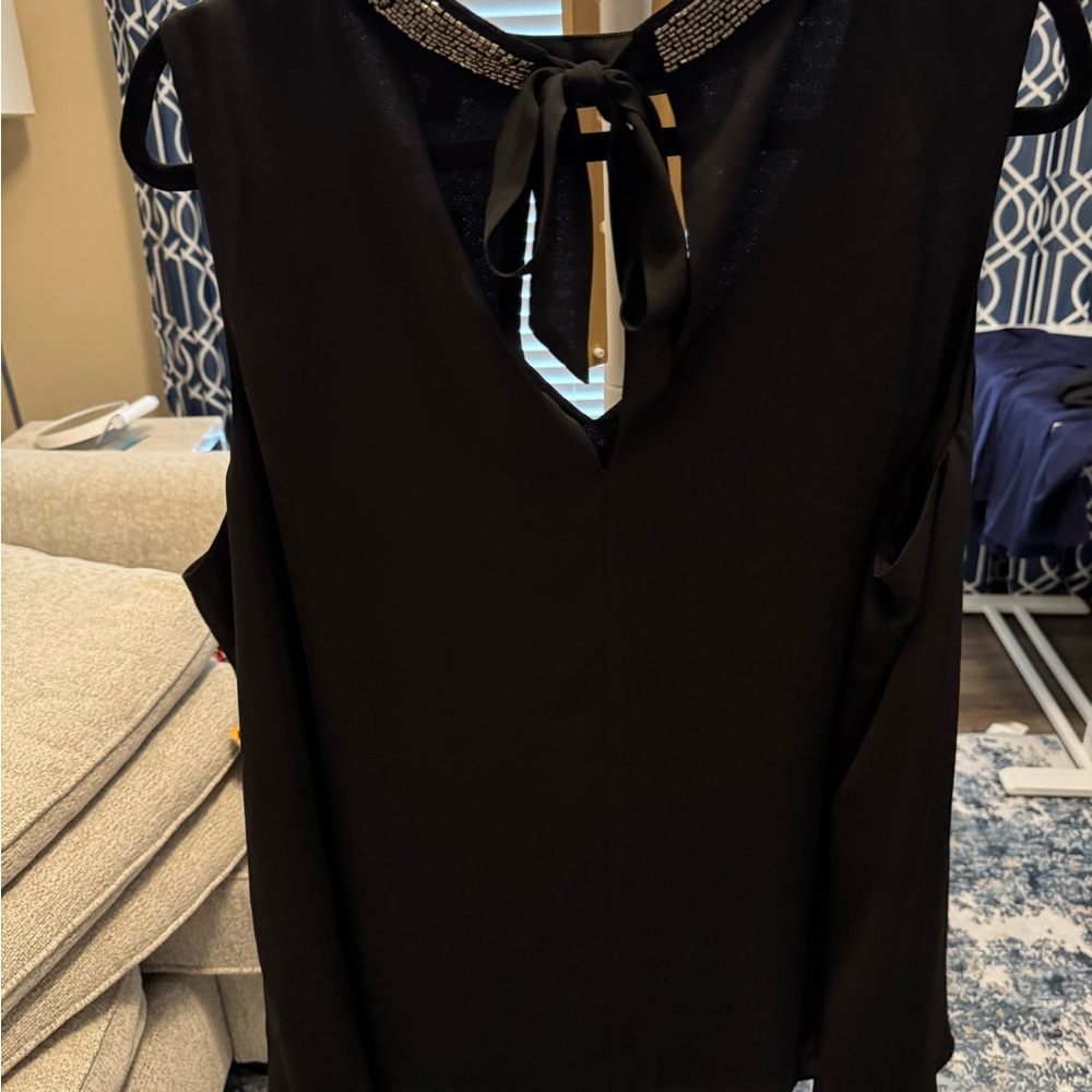 Torrid Elegant Black Blouse with Sparkling Neckline